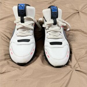 Puma Kids White Sneakers with Blue and Pink Accents